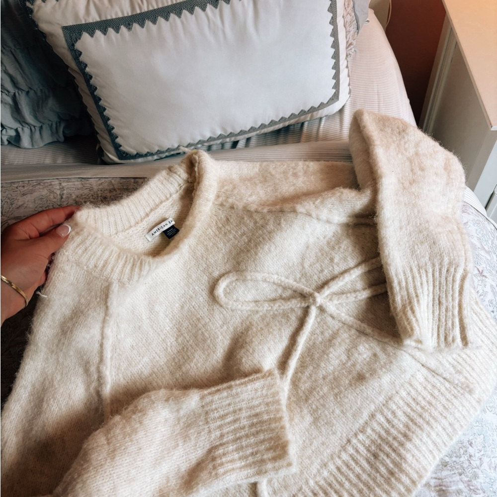 American Eagle Outfitters Cream Crew Neck Sweater